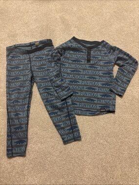 Patagonia Capilene Base Layer Blue  'Fun Hogs' Kids Set